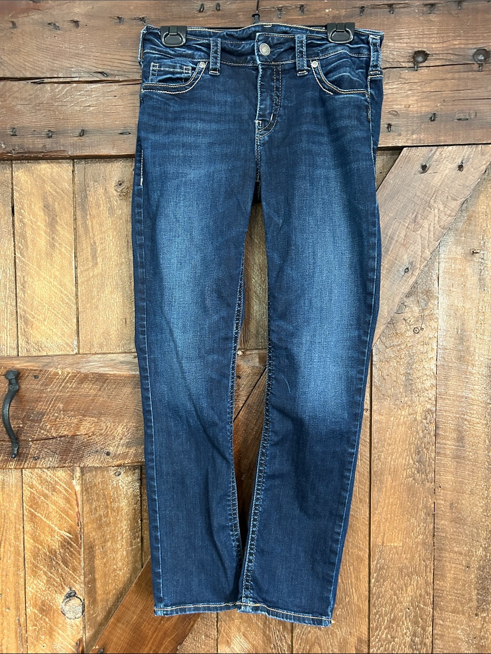 Silver Jeans Women's Straight Leg Jeans in Dark Blue Denim